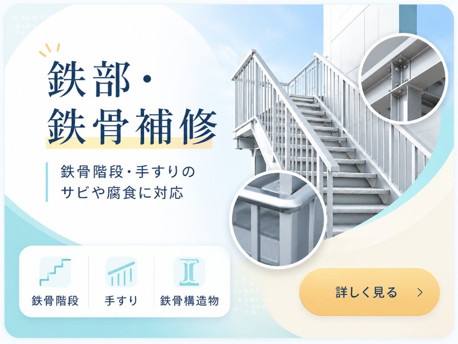 鉄部 鉄骨補修 鉄骨階段 手すりのサビや腐食に対応