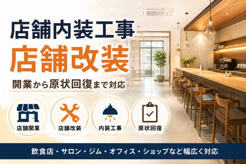 店舗内装工事・店舗改装は丸巧｜開業・原状回復対応