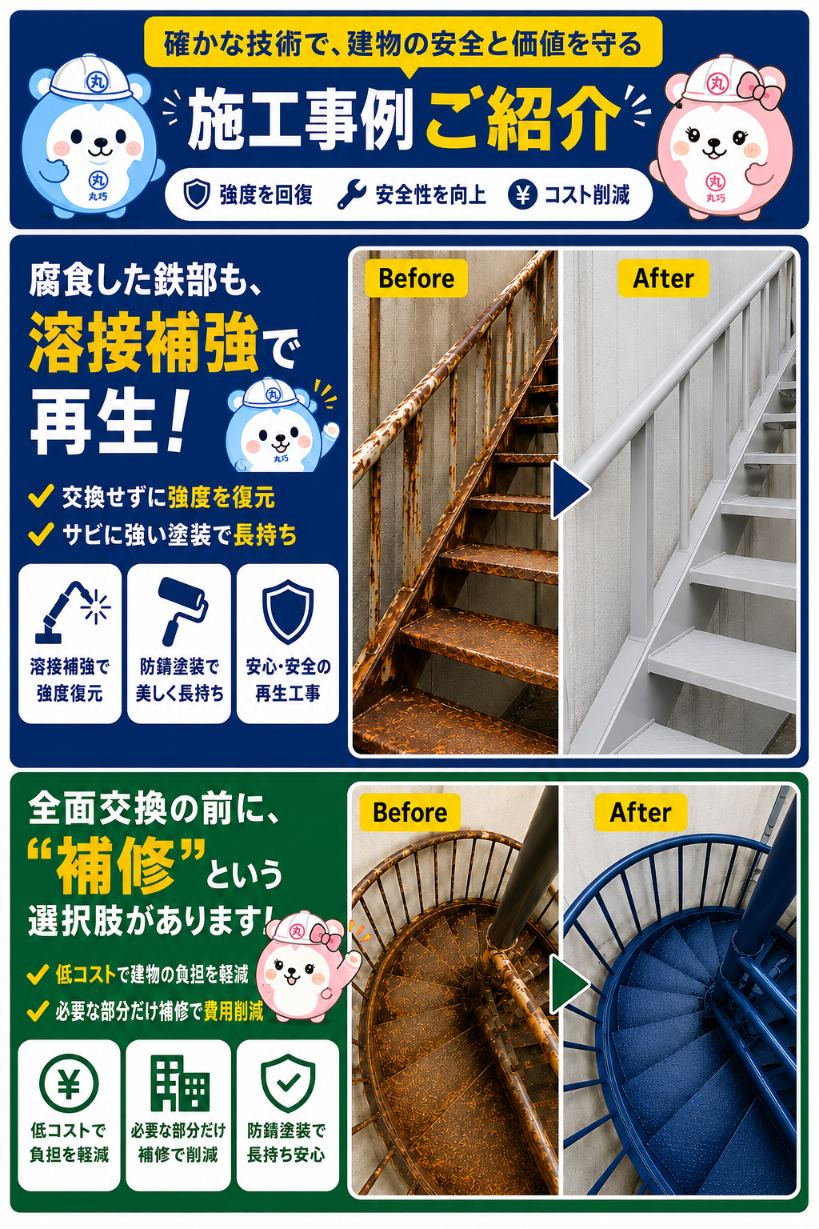 鉄部補修・溶接補修の施工前後写真1