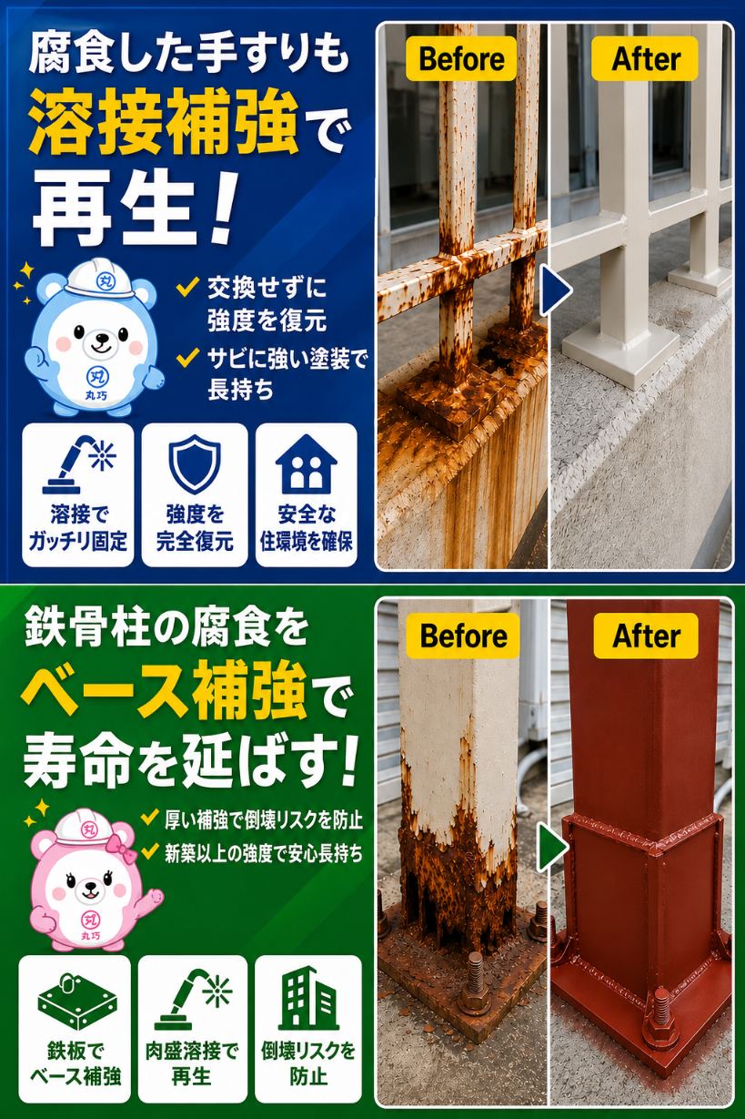 鉄部サビ補修・共用部修繕の施工前後写真3