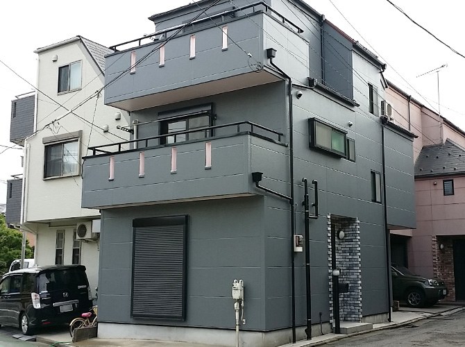 東京都葛飾区の住宅で外壁塗装・屋根塗装｜パーフェクトトップ（ND-45）・クラック補修