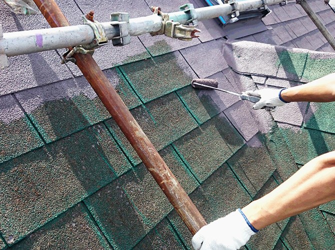千葉県四街道市の住宅の外壁塗装の施工のようす