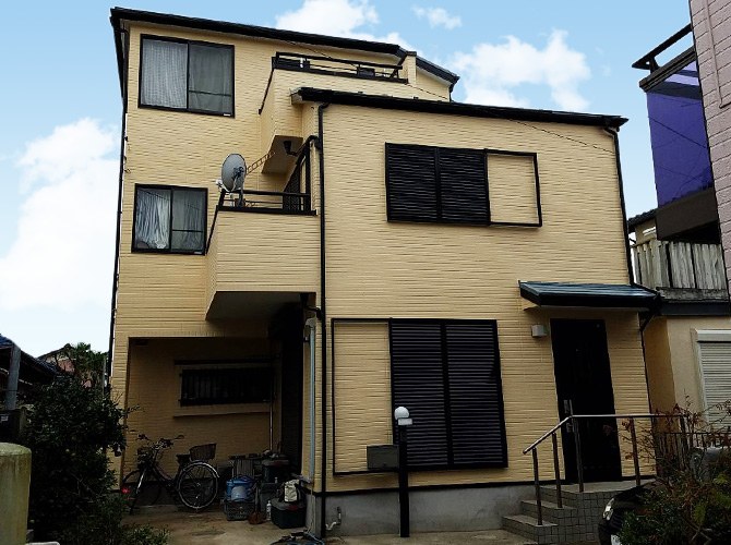 千葉県船橋市の3階建住宅で外壁塗装・屋根塗装｜ナノコンポジットW防藻+とサーモアイSi