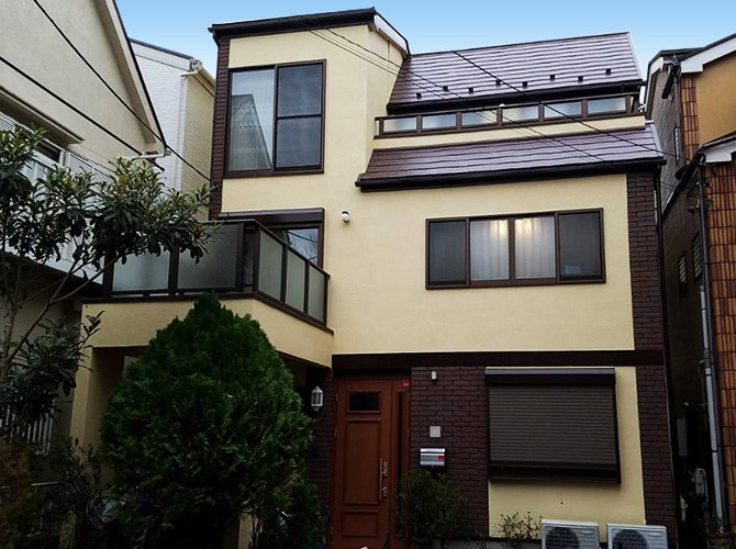 東京都文京区の3階建住宅で外壁塗装・屋根塗装・防水工事|ナノコンポジットWとサーモアイSi